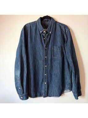 J.Crew Mens Slim Fit Denim Work Shirt XL Button-Down 100% Cotton